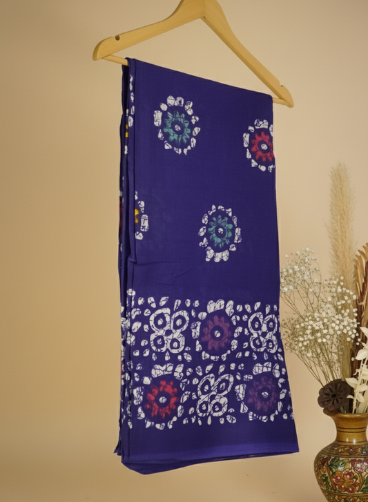 Royal Blue Mul Cotton Saree