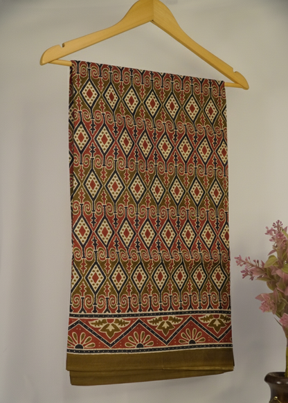 Earthy Brown Mul Cotton Saree