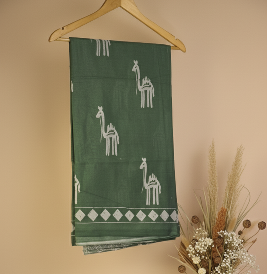 Emerald Green Mul Cotton Saree