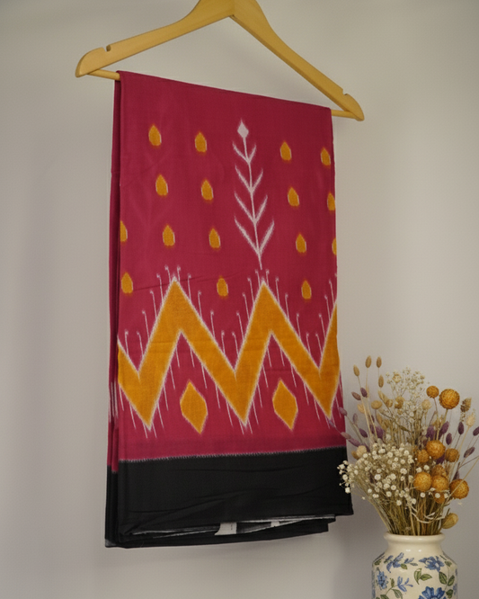 Magenta pink Mul Cotton Saree