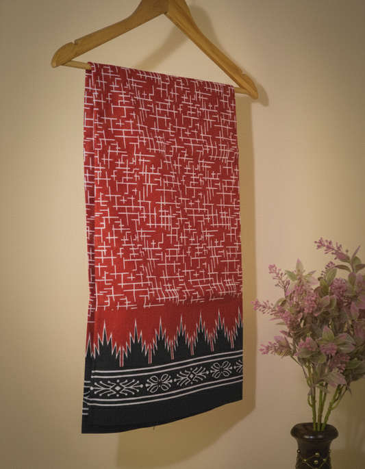 Crimson Red Mul Cotton Saree