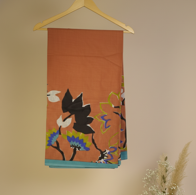 Orange Bloom Mul Cotton Saree
