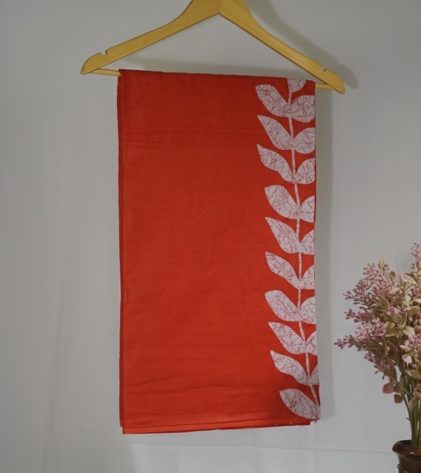 Scarlet Red Mul Cotton Saree