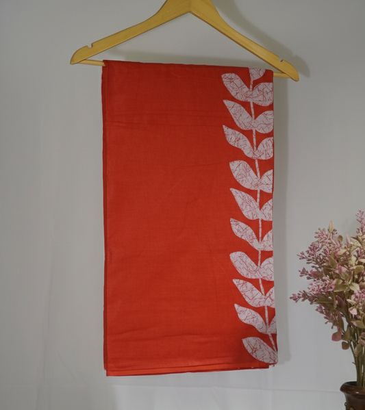 Scarlet Red Mul Cotton Saree