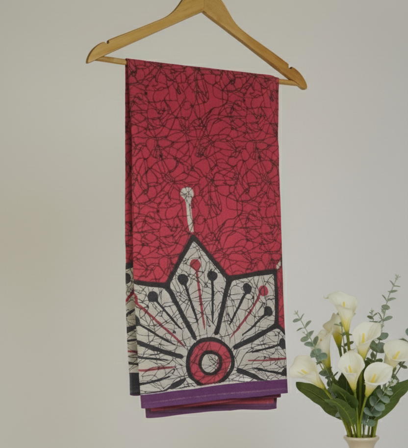 Ruby Pink Mul Cotton Saree