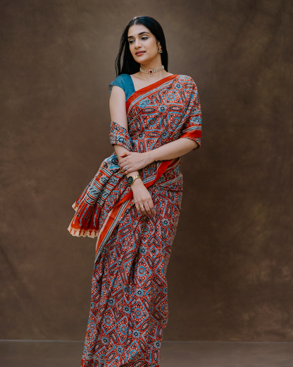 Rustic Brown Mul Cotton Saree