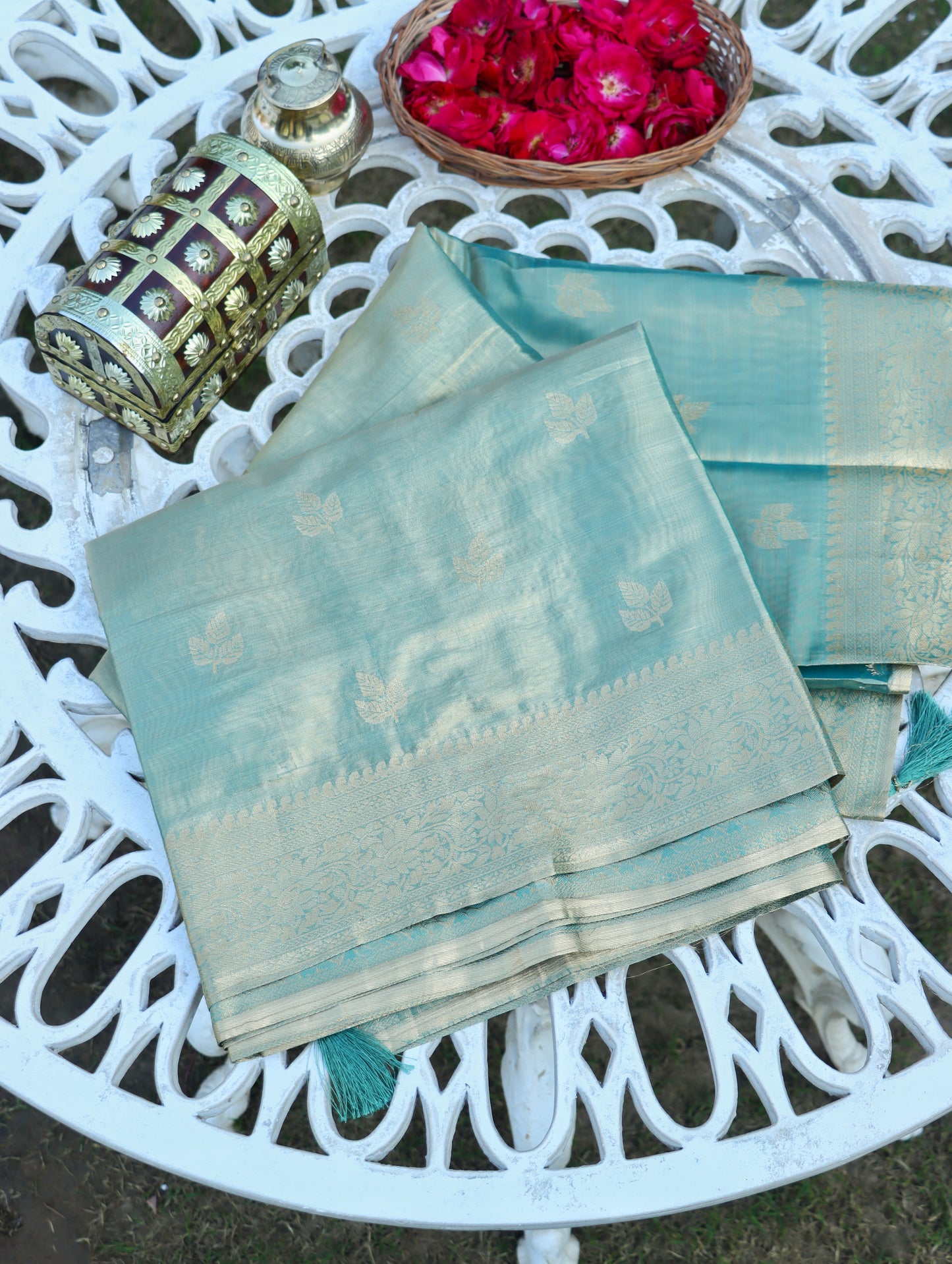 Aqua Gold Pattu Saree