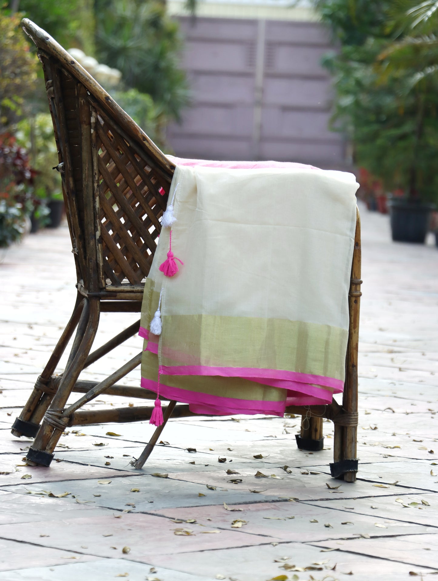Pink Ivory Mul Cotton Saree