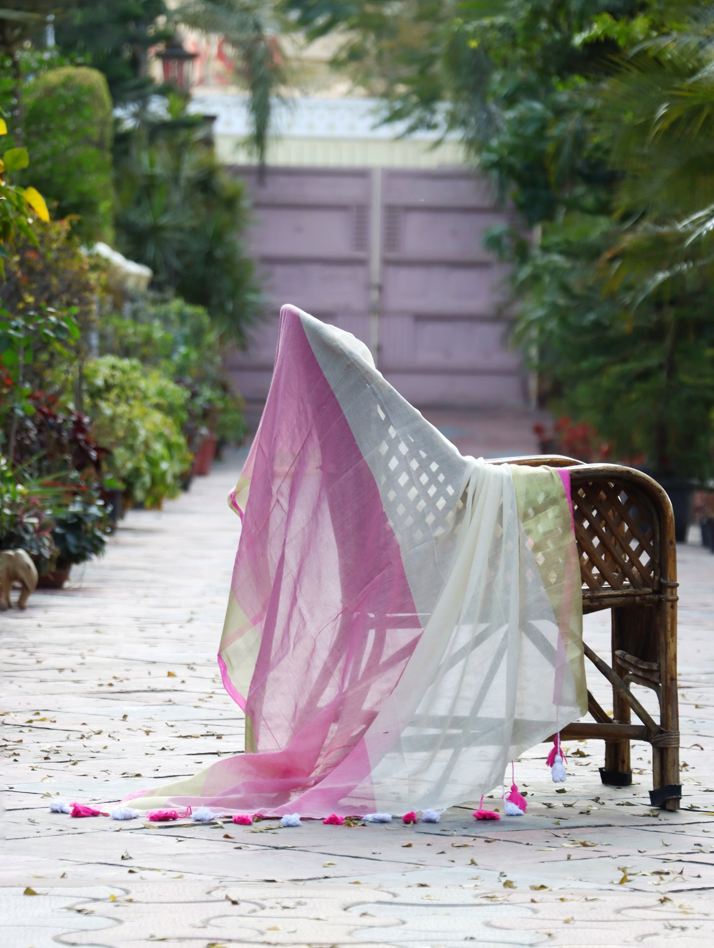 Pink Ivory Mul Cotton Saree
