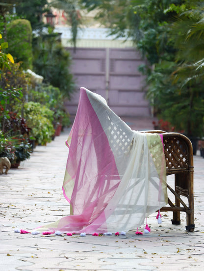 Pink Ivory Mul Cotton Saree