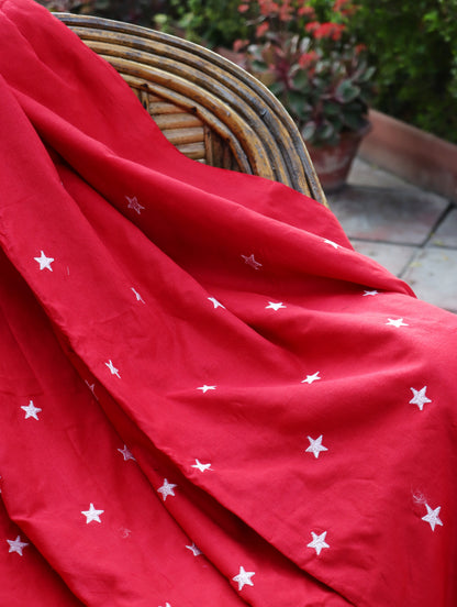 Crimson Red Star Cotton Saree