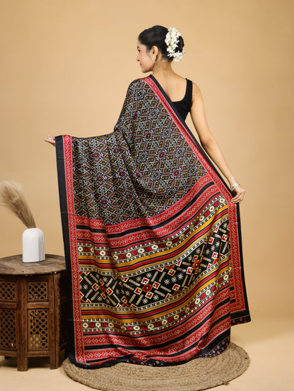 Black Ethnica Satin Saree