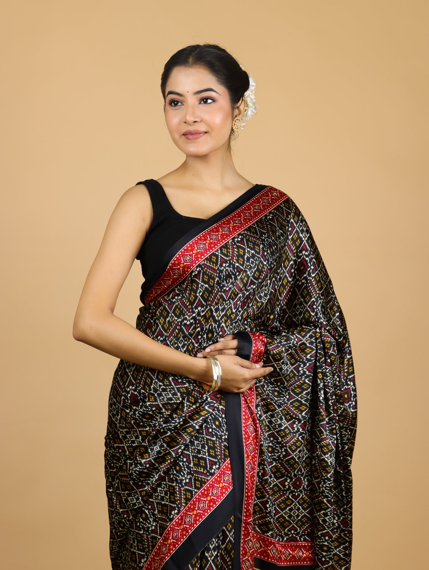 Black Ethnica Satin Saree