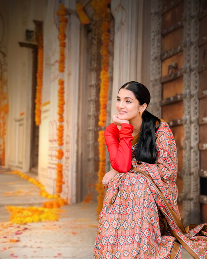 Earthy Brown Mul Cotton Saree